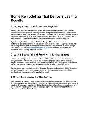 Home Remodeling That Delivers Lasting Results