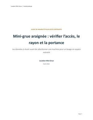 Location Mini Grue Preparer Levage Acces Contraint