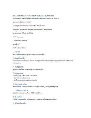 Plan De Clase Formato Ens