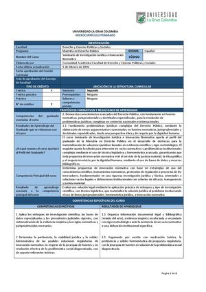 Seminario De Investigacion Juridica E Innovacion Normativa