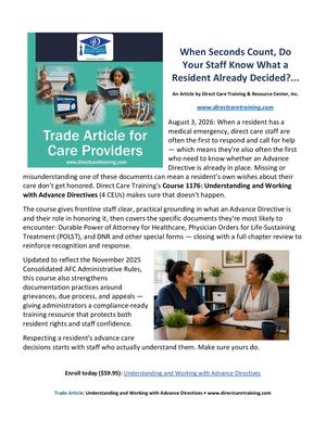 Advance Directives Blog Post And Trade Article