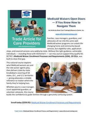 Medicaid Waiver Blog Post Trade Article