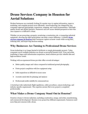 Drone Services Company in Houston | Trusted Aerial Experts