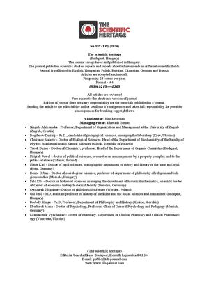 The Scientific Heritage No 189 (189) (2026)