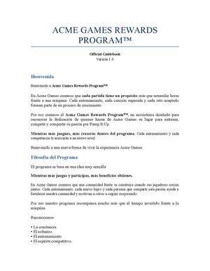 Acme Games Rewards Program