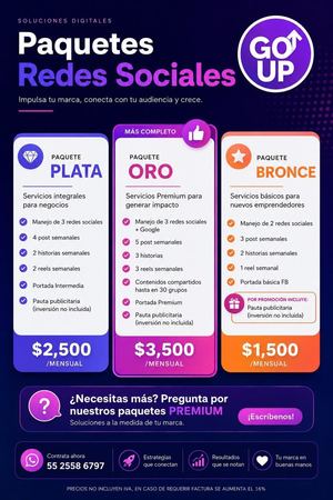 Paquetes Redes Sociales Go Up