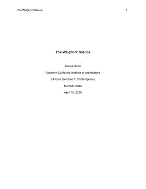 The Weight Of Silence | Dunya Kado