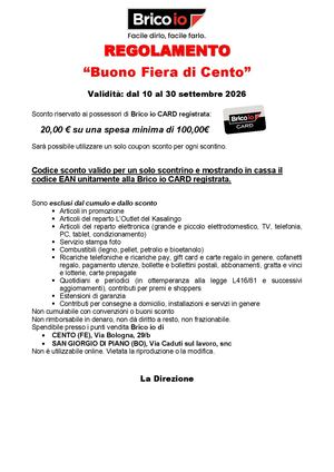 Regolamento Fiera Di Cento 20€ Su 100€