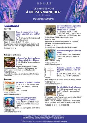 Agenda de la semaine en Sud Luberon