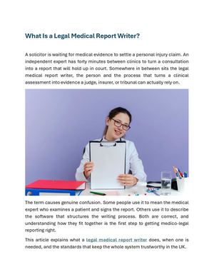 What Is A Legal Medical Report Writer