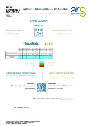 Qualité des eaux de baignade 27.07.2026
