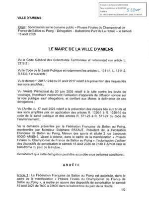 AR1 2026 01198 - ARR AUTORISATION SONO VIA AR1 01198 20260803 Publiée Le 04 08 2026