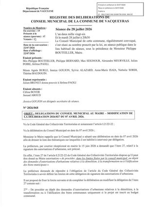 2026 068 Délégations Du Cm Au Maire Modificationde La Délibération 2026 27