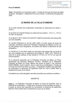 AR1 2026 01208 - ARR AUTORISATION SONO VIA AR1 2026 01208 20260803 Publiée Le 04 08 2026