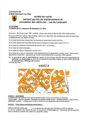 Arrêté 127 2026