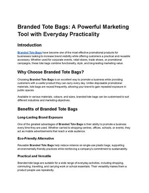 Branded Tote Bags A Powerful Marketing Tool With Everyday Practicality