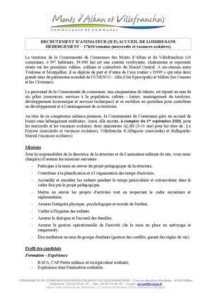 Offre Emploi Animateur Alsh