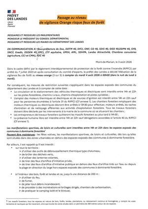 260803 Messages Aux Maires Et Services Vigilance Orange Feux De Foret