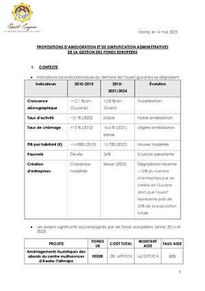 Propositions De La CCOG - Fonds UE