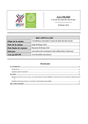 Avis SPCPF - Statut De L'élu