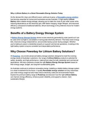 Why A Lithium Battery Is A Smart Renewable Energy Solution Today