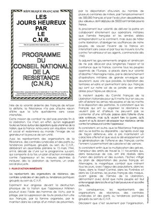Programme du CNR (Texte)