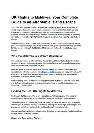 UK Flights to Maldives: Your Complete  Guide to an Affordable Island Escape