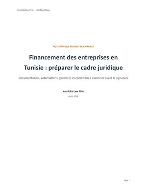 Kemicha Law Firm Financement Entreprises Tunisie