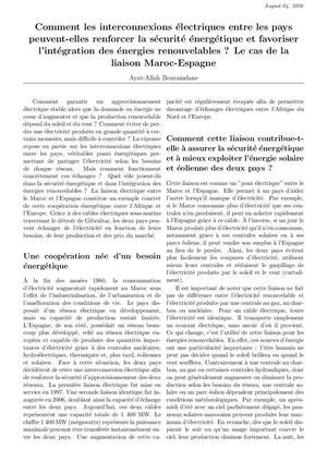 Interconnexions éLectriques Maroc Espagne