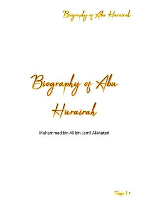 Biography Abee Hurayrah (RadiyAllahu Anhu)