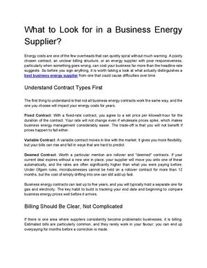 What To Look For In A Business Energy Supplier