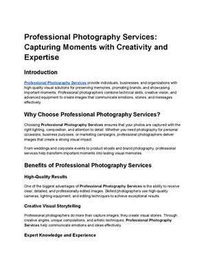 Professional Photography Services Capturing Moments With Creativity And Expertise