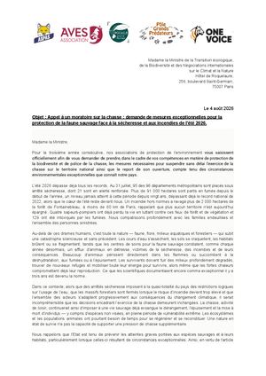 Lettre au ministre de l'Ecologie
