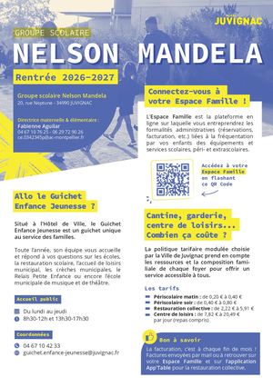 Rentrée scolaire 2026-2027 - Groupe scolaire Nelson Mandela