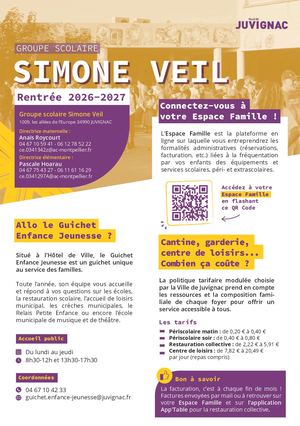 Rentrée scolaire 2026-2027 - Groupe scolaire des Garrigues Simone Weil