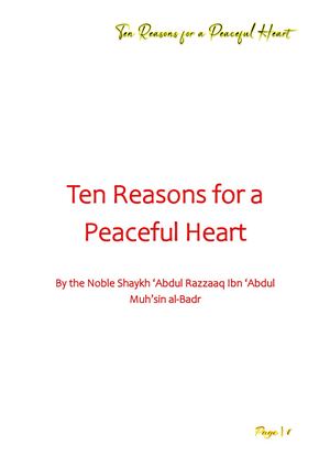 "Ten Reasons for a Peaceful Heart"