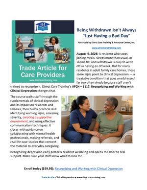 Clinical Depression Blog Post Trade Article
