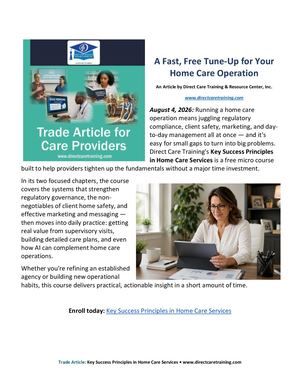 Home Care Micro Course Blog Post Trade Article