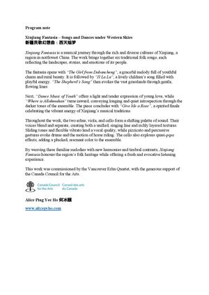 Xinjiang Fantasia — Songs And Dances Under Western Skies Full Score Plus Notes