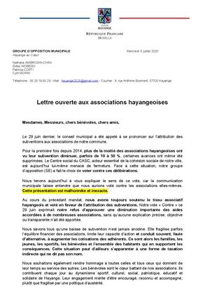 Lettre Aux Associations