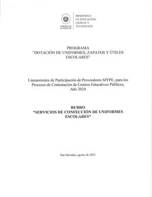 Lineamientos Proveedores Confección De Uniformes 2024