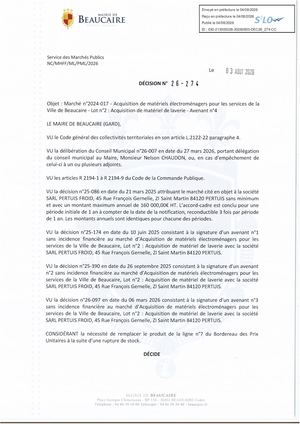 Fichier Parution Des Décisions N°26 274 à 26 277