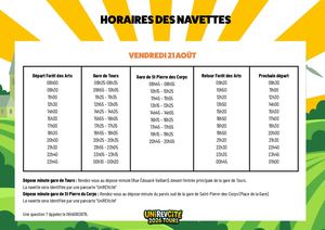 Horaires navettes UniREVcité 2026