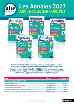 Bon de commande Annales 2027 Brevet