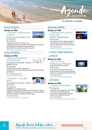 Agenda du week-end 08 & 09 août 2026