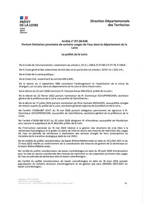 Arrêté restrictions d'eau 4 août 2026