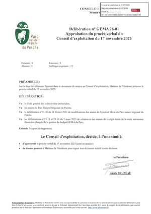 GEMA26 01 CE10072026 Approbation Procès Verbal 17 Novembre 2025