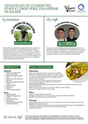 Recette de tagliatelles de courgettes, fèves et orge perlé d’Auvergne en salade