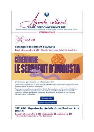 Agenda culturel septembre 2026 : le serment d'Augusta pour tous, nouvelle création de Stelarc, JEP 2026, ATIKA Flamenco, pièce chorégraphique, illustrations jeunesse, art-thérapie à l'honneur, création in situ en milieu de soin, etc.