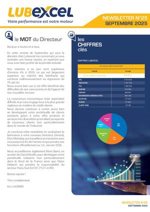 Lubexcel - Newsletter - NOUVEAUTES